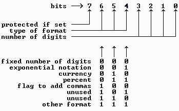 The Structure of a Lotus 1-2-3 Format Byte.
